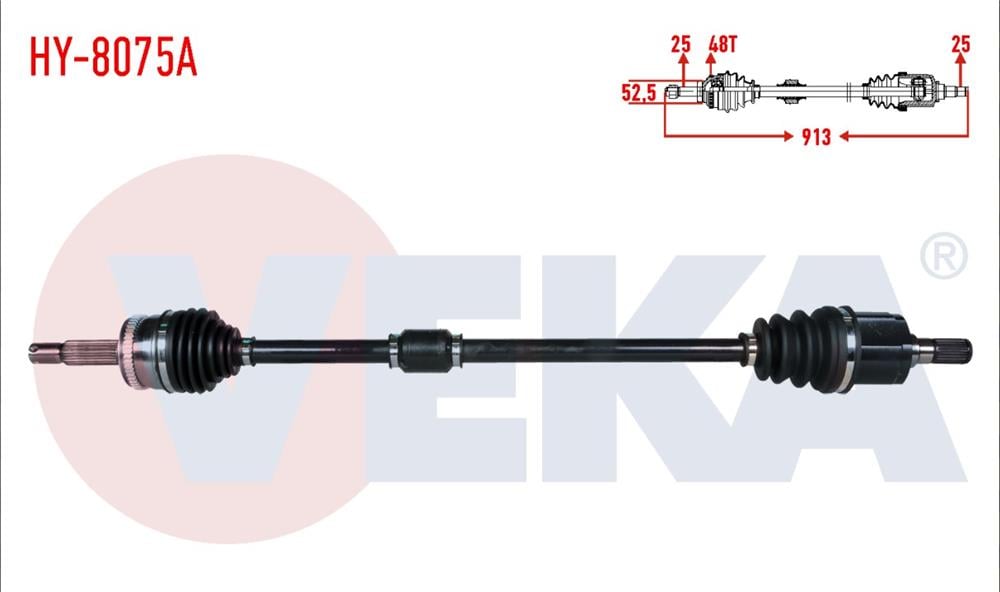 HYUNDAI GETZ 02-08 AKS KOMPLE SAĞ ABS'Lİ 913MM (VEKA)