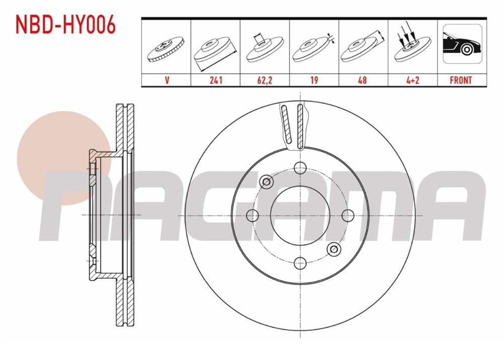 HYUNDAI GETZ 02-08 ÖN FREN DİSKİ HAVALI 1,5 CRDİ DİZEL 241MM (NAGAMA)