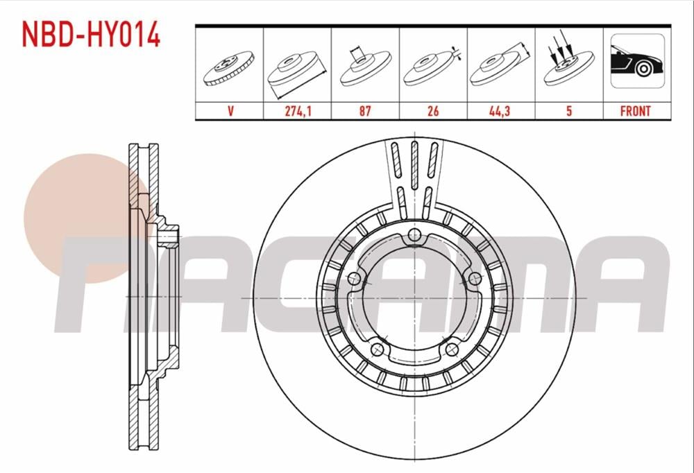 HYUNDAI H100 93-04 ÖN FREN DİSKİ 274 MM (NAGAMA)