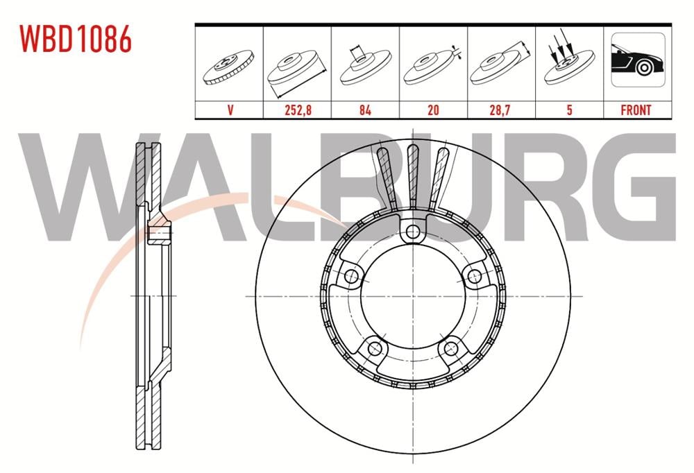 HYUNDAİ H100 94-06 MİN. ÖN FREN DİSK (WALBURG)