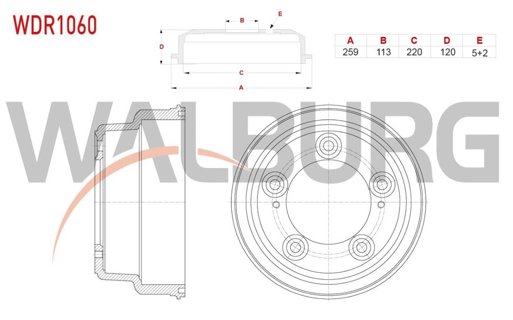 HYUNDAI H100 KMY. 93-04 ARKA FREN KAMPANASI 259MM 5 DELİK 52761-44102 (WALBURG)