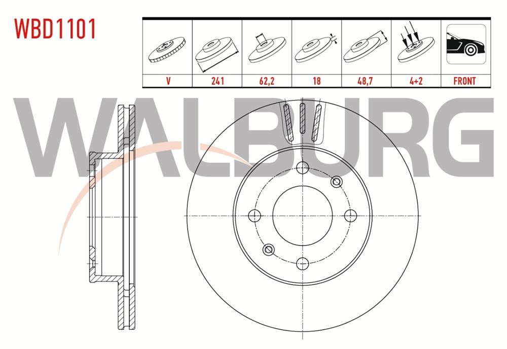 HYUNDAİ İ10 08-13 ÖN FREN DİSK (WALBURG)