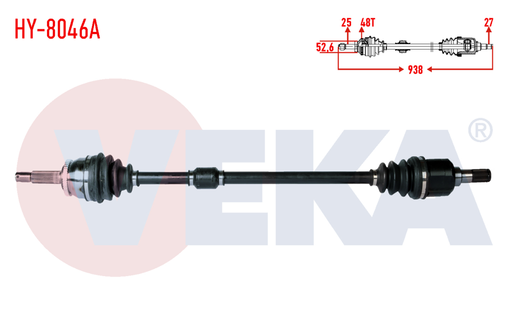 HYUNDAI İ20 08-15 AKS KOMPLE SAĞ 1,4 CRDİ ABS'Lİ MANUEL 938MM (VEKA)