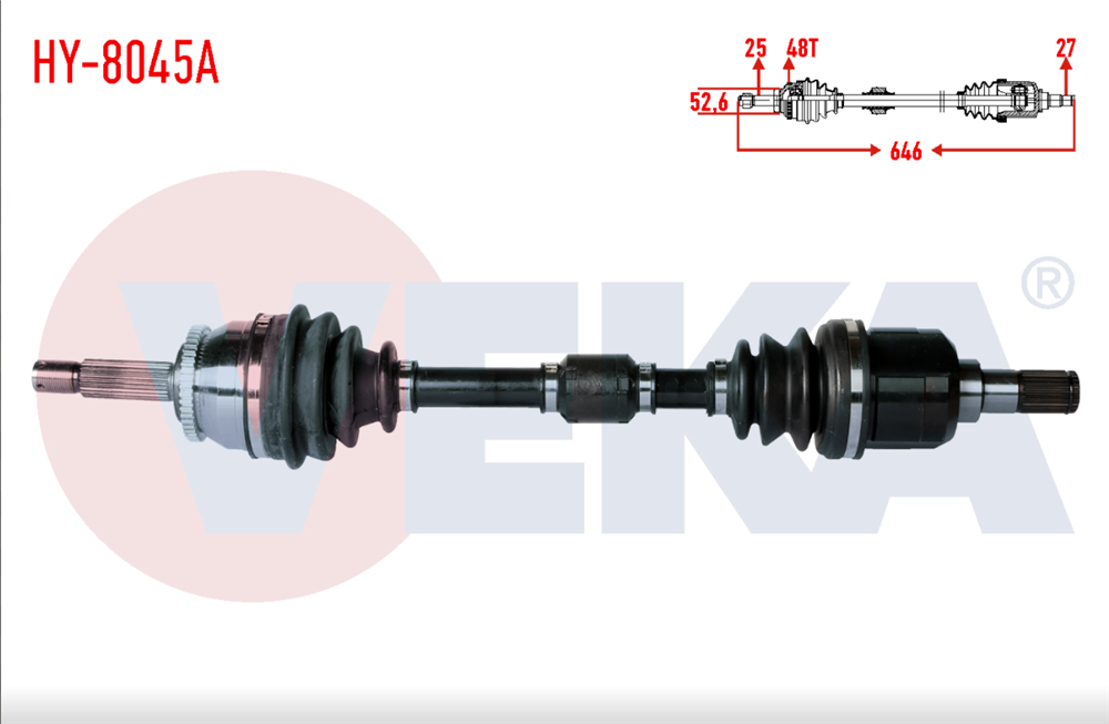 HYUNDAI İ20 08-15 AKS KOMPLE SOL 1,4 CRDİ ABS'Lİ MANUEL 646MM (VEKA)