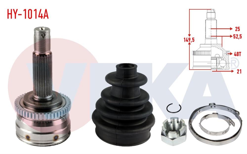 HYUNDAİ İ20 08-15  DIŞ AKS KAFASI ABS Lİ 48 DİŞ 25X21X52,5 