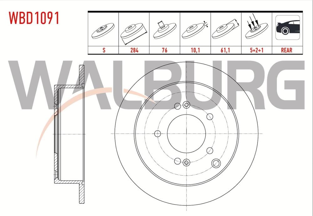 HYUNDAI IX35 2010=> ARKA FREN DİSKİ 284MM (WALBURG)