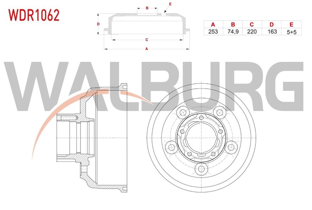 KIA BONGO 97-10 ARKA FREN KAMPANASI 2,7 253MM 5 BIJON 0K60B26251A (WALBURG)