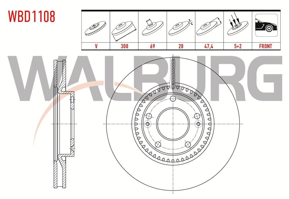 KIA CEED 07- ÖN FREN DİSKİ (WALBURG)