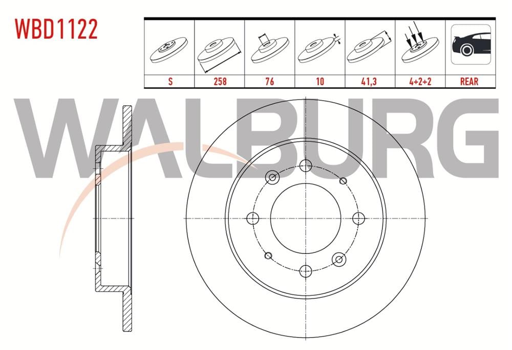 KİA CERATO 04- ARKA FREN DİSK 258MM (WALBURG)