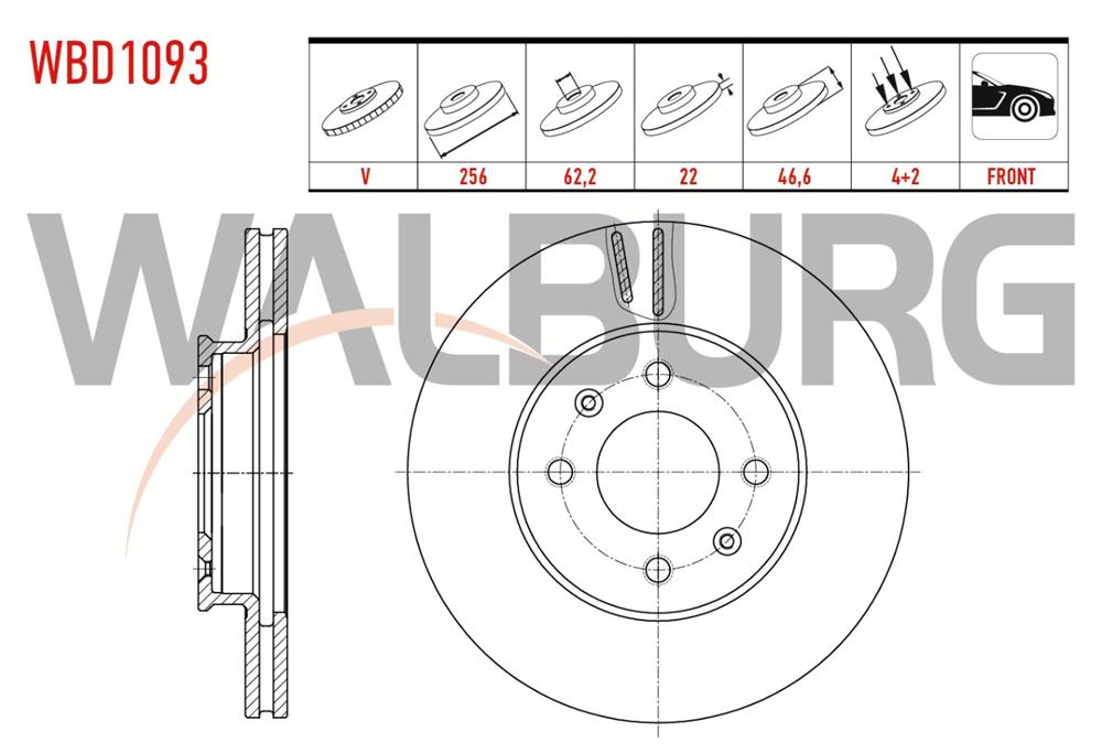 KIA RİO 05-11 ÖN FREN DİSKİ 256MM (WALBURG)