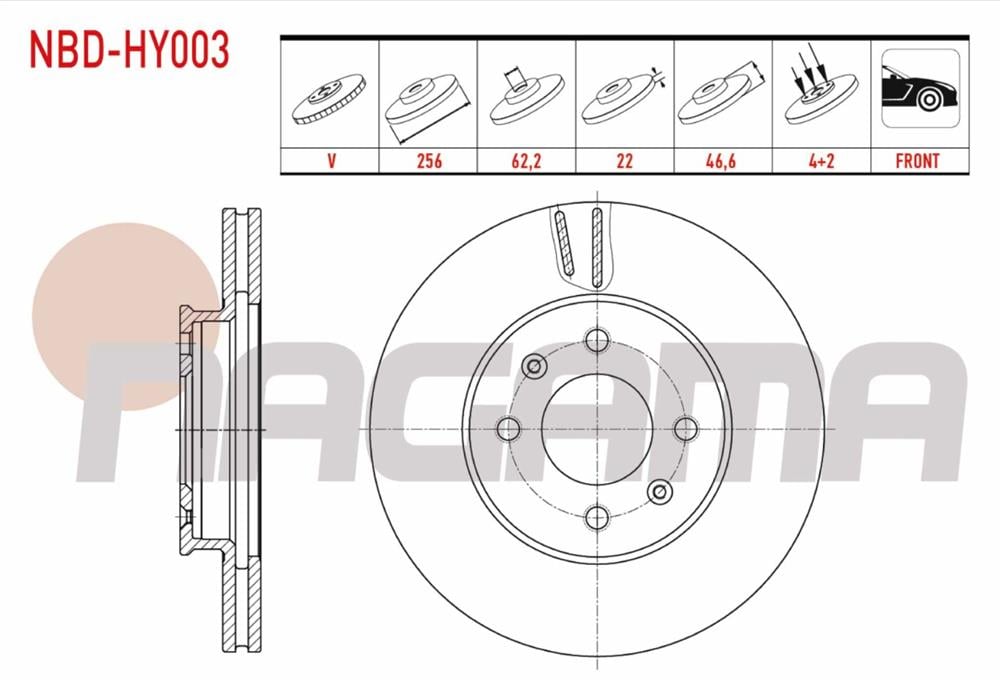 KIA RİO 06-12 ÖN FREN DİSKİ 256MM (NAGAMA)