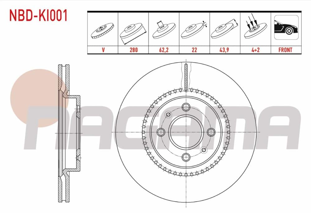 KIA RİO 11-14 ÖN FREN DİSKİ 1,2/1,4CRDİ 280MM (NAGAMA)