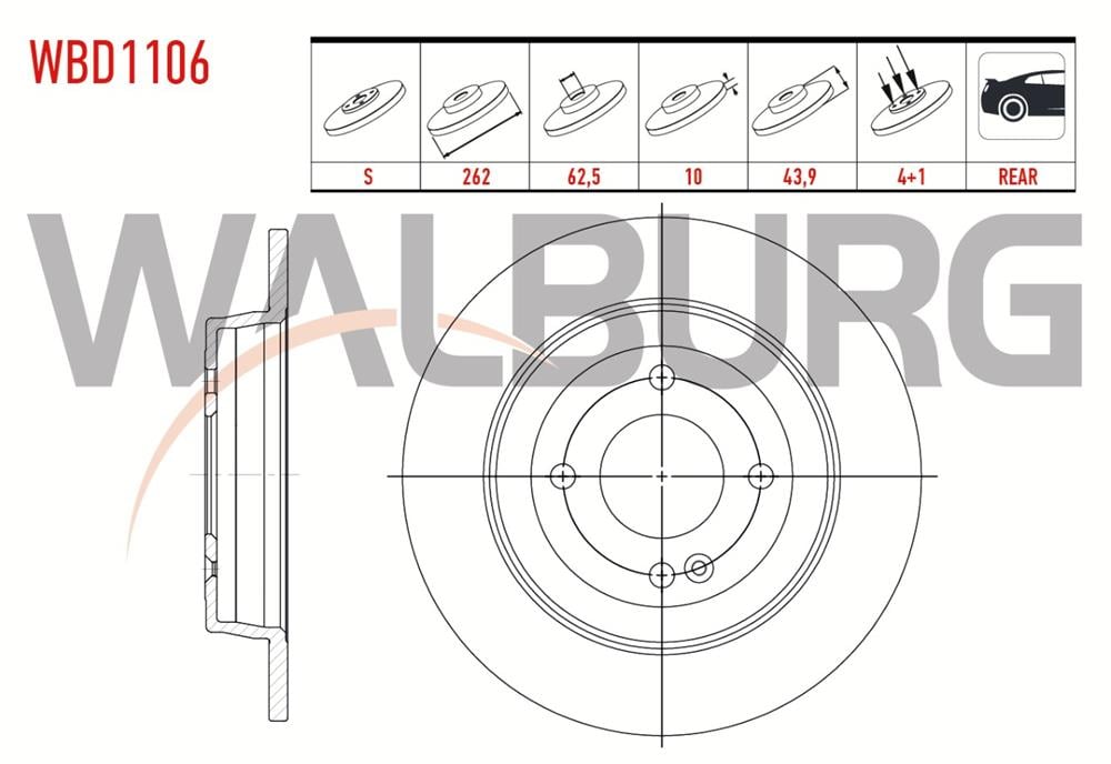 KIA RİO 12- ARKA FREN DİSK 262MM (WALBURG)