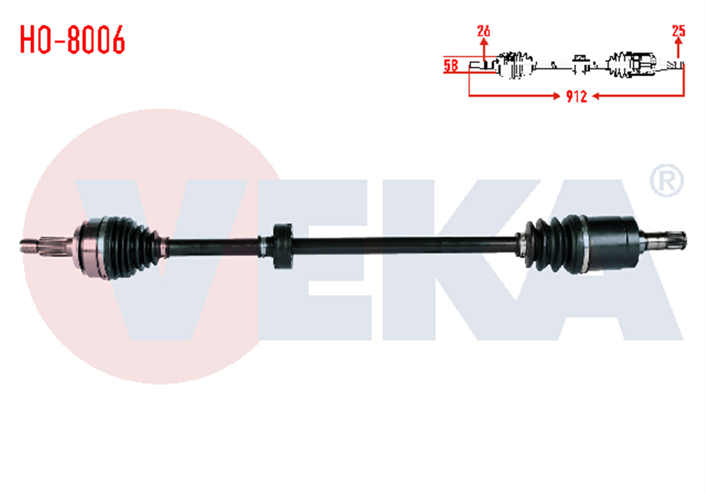 KOMPLE AKS SAĞ ON HONDA CIVIC VIII 1.6 A-T UZUNLUK 912mm 2005-2012