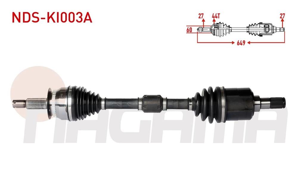 KOMPLE AKS SOL ON ABSLI 44 DIS UZUNLUK 649mm KIA CERATO (LD) 1.6 CRDI M-T 2004-2012