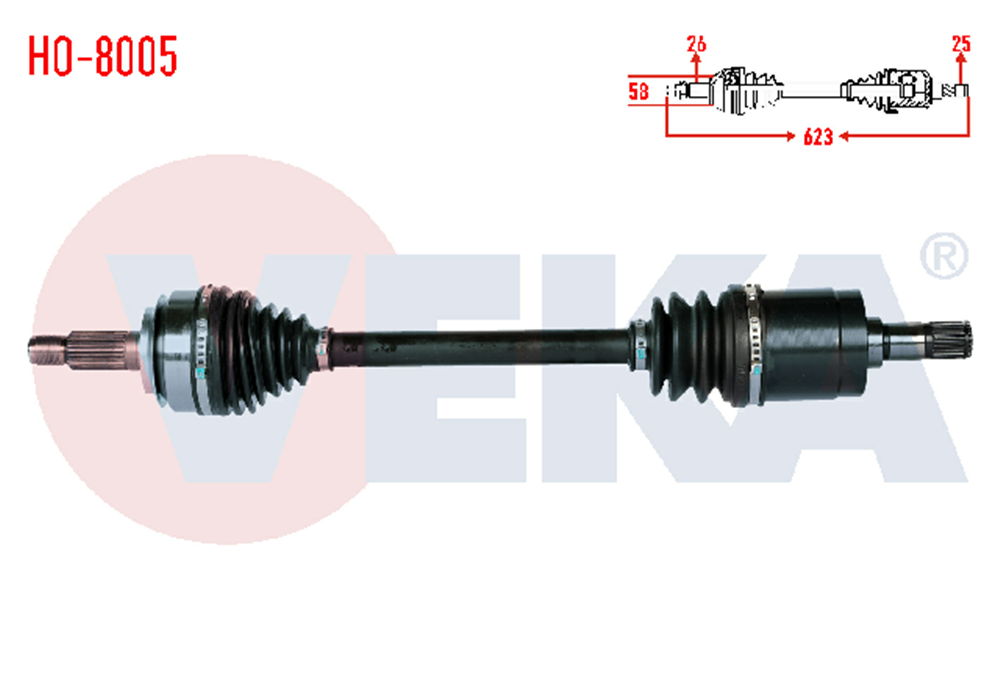 KOMPLE AKS SOL ON HONDA CIVIC VIII 1.6 A-T UZUNLUK 623mm 2005-2012