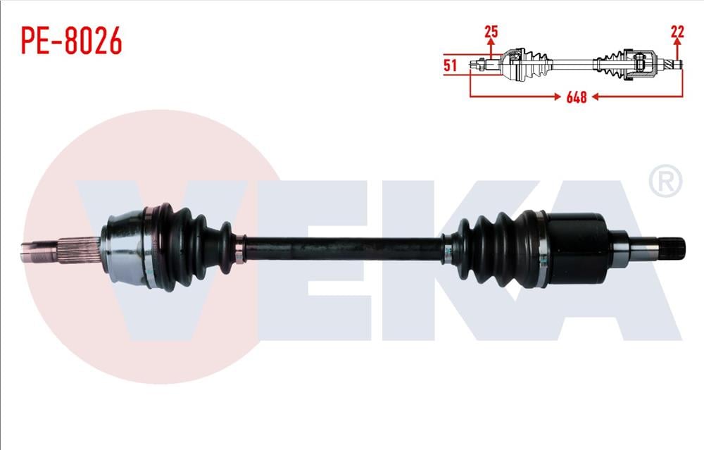 KOMPLE AKS SOL ON PEUGEOT BIPPER (AA) 1.4 HDI UZUNLUK 648mm 2008-	