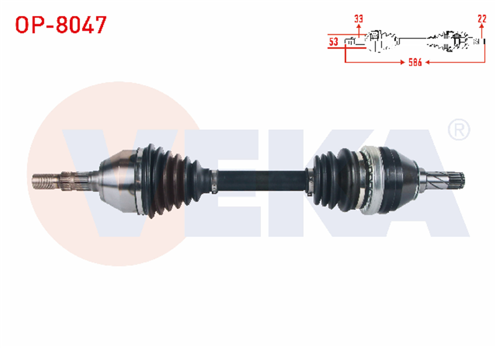 KOMPLE AKS SOL ON UZUNLUK 586mm OPEL ASTRA H 1.7 CDTI M-T 2004-2010 / ZAFIRA B 1.8 M-T 2005-2011