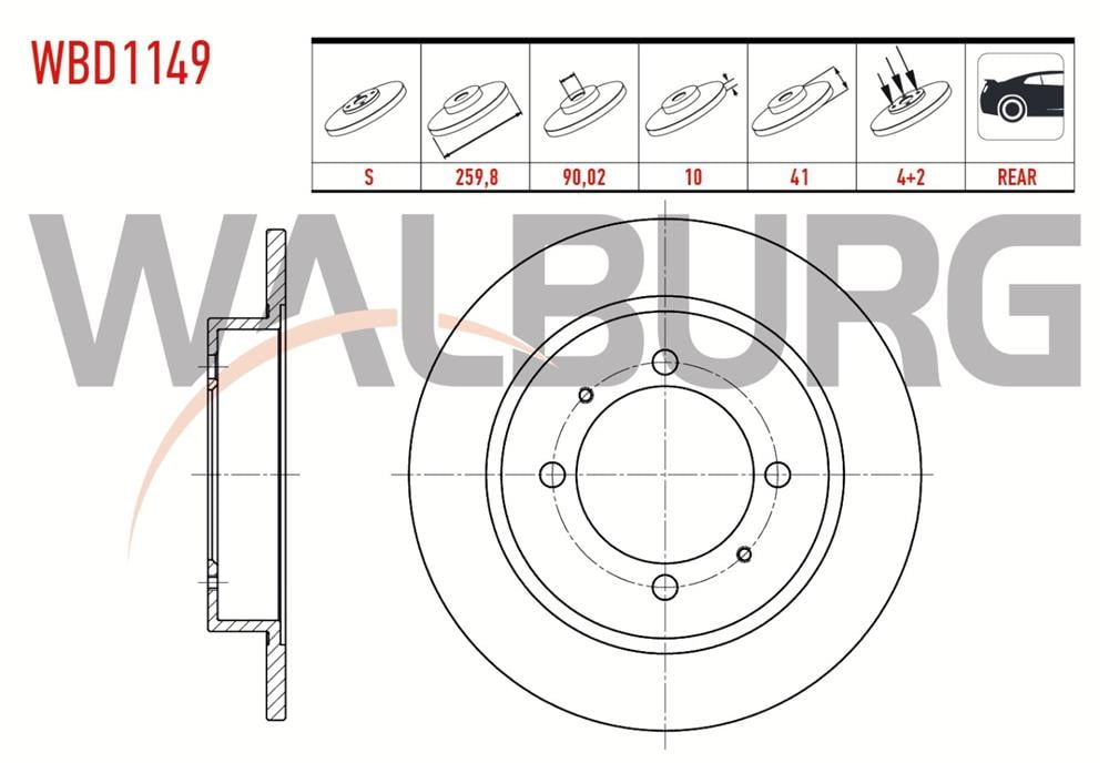 MITSUBISHI CARİSMA 96-05 ARKA FREN DİSK 260MM (WALBURG)