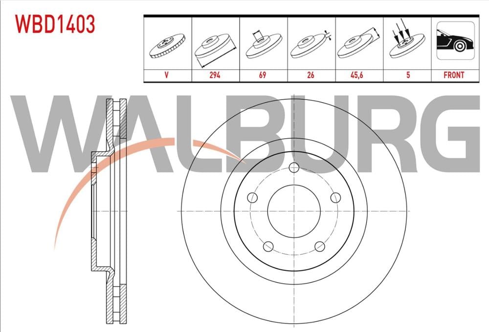 MITSUBISHI  OUTLANDER 06-16 ÖN FREN DİSKİ 294MM 4 BIJON (WALBURG)