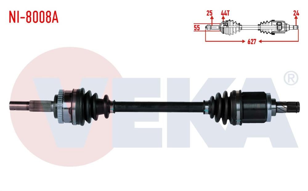 NİSSAN ALMERA 00-07 AKS KOMPLE SOL ABS'Lİ N16 OTOM./MANUEL 627MM (VEKA)
