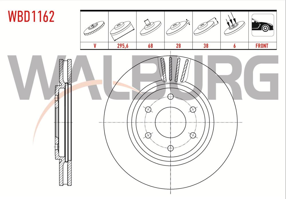 NİSSAN NAVARA 05-15  ÖN FREN DİSKİ 296MM 6 BIJON (WARLBUG)