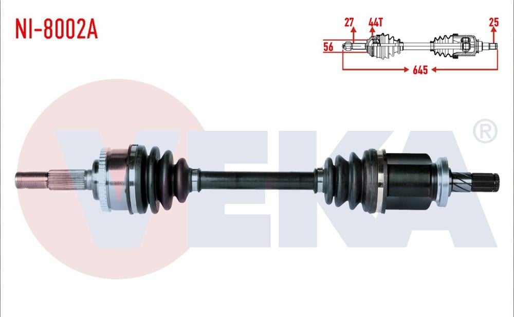 NİSSAN PRİMERA 96-01 AKS KOMPLE SOL P11 ABS'Lİ UZUNLUK 645MM (VEKA)