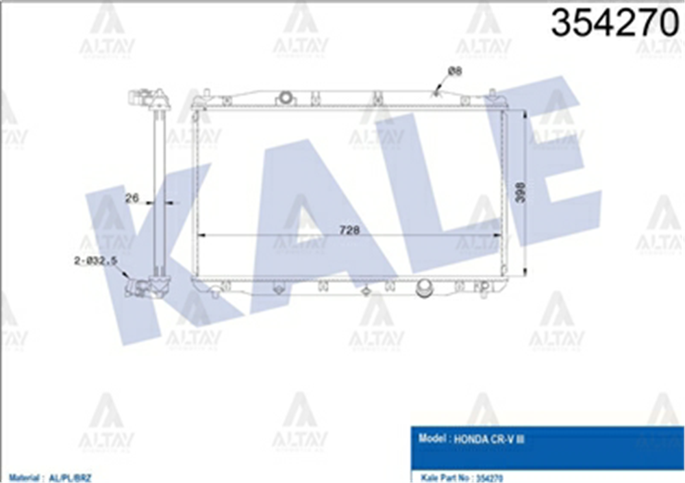 RADYATÖR SU CRV 07-12 2.2 İ-CDTİ 4x4 M-T BRAZING