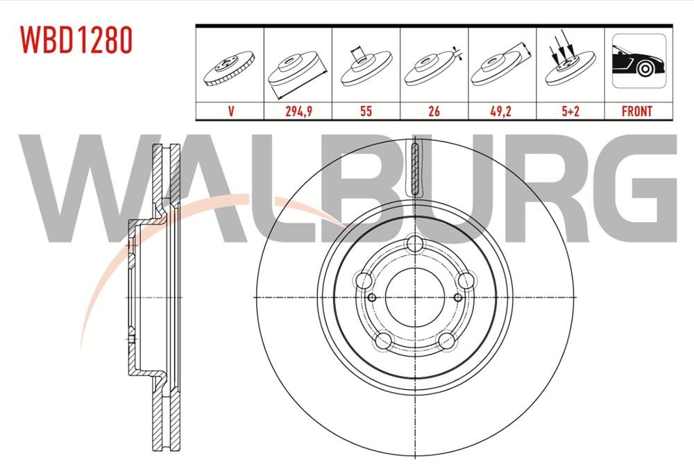 TOYOTA AVENSİS 03-08 ÖN FREN DİSK 295MM (WALBURG)