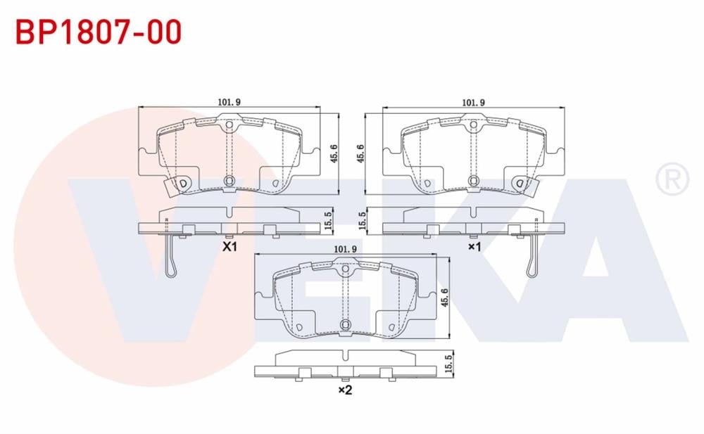 TOYOTA COROLLA 1,33 07-  DİZEL ARKA FREN BALATASI (VEKA)