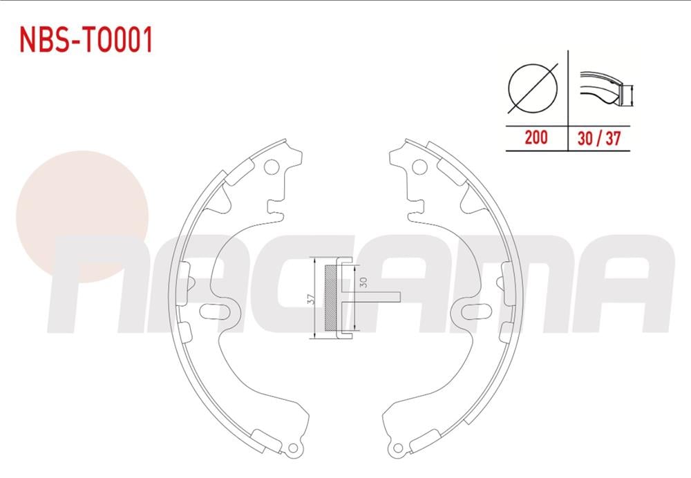 TOYOTA COROLLA 87-93 ARKA FREN BALATASI 200MM (NAGAMA)