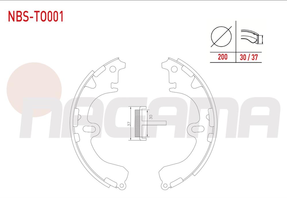 TOYOTA COROLLA 97-02 ARKA FREN BALATASI 200MM (NAGAMA)