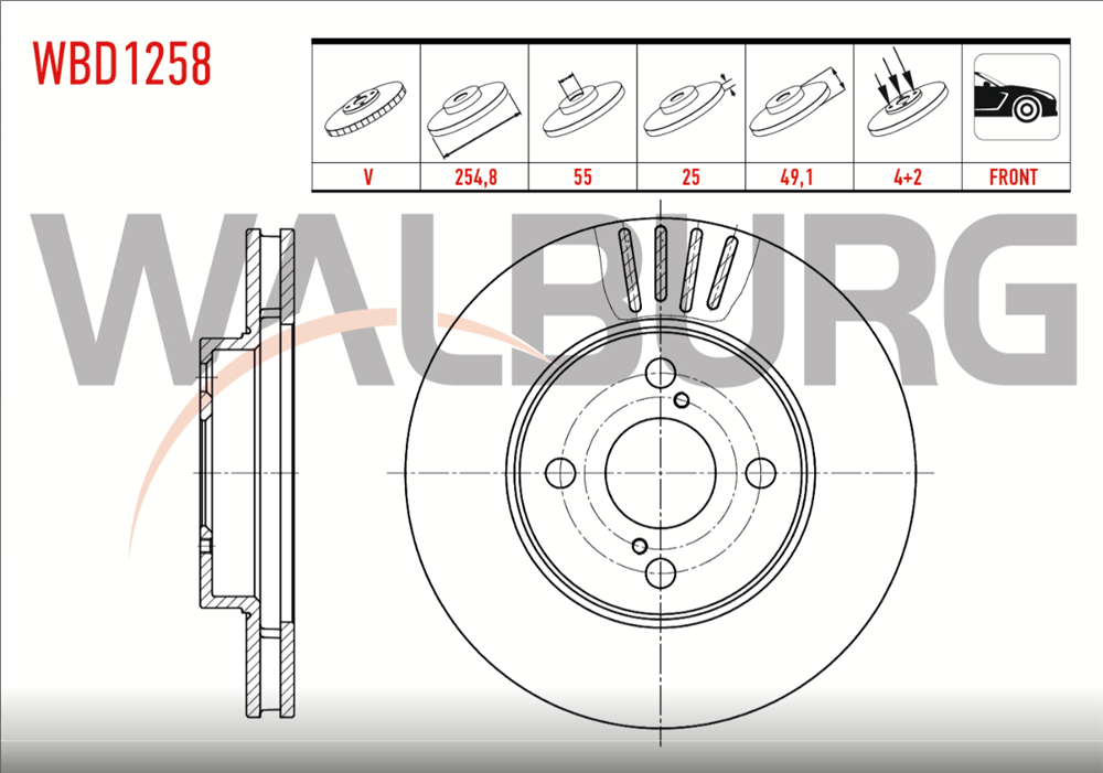 TOYOTA COROLLA ON FREN DISKI 1,4 VVTI 2000-2007 254,8X25MM(VEKA)