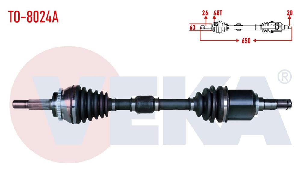 TOYOTA VERSO 04-09 AKS KOMPLE SOL 1,6 ABS'Lİ AT/MT 650MM (VEKA)