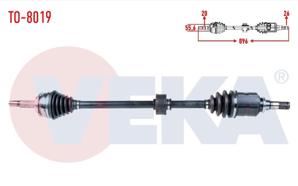 TOYOTA YARİS 06-12 AKS KOMPLE SAĞ 1,4 D-4D 896MM (VEKA)