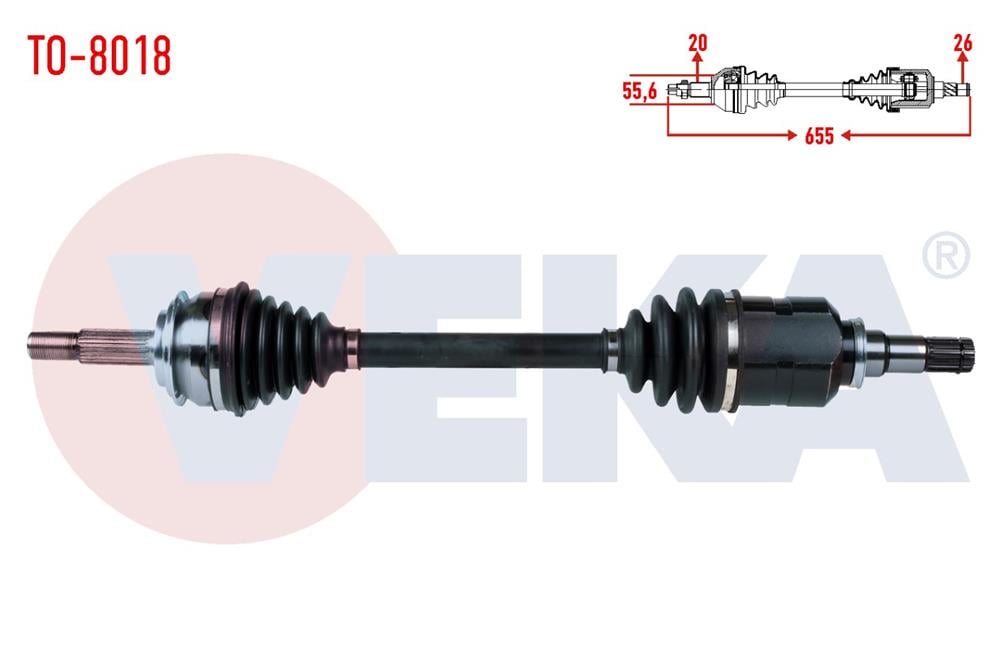 TOYOTA YARİS 06-12 AKS KOMPLE SOL 1,4 D-4D 655MM (VEKA)