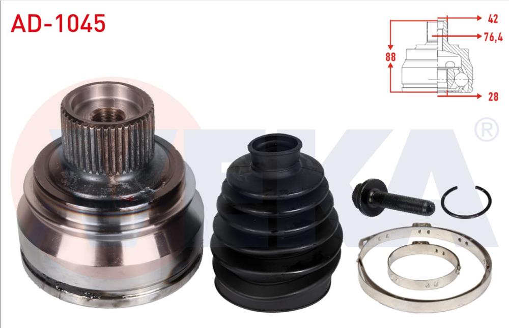 	AKS KAFASI SOL-SAG ON DIS AUDI A4 (8K2,B8) 2.0 TFSI 42X28X76,40 UZUNLUK 88mm 2007-2015