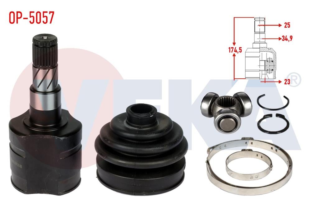 AKS KAFASI SAG ON IC OPEL CORSA D 1.3 CDTI 25X23X34.9 UZUNLUK 174,5 mm 2006-2014	