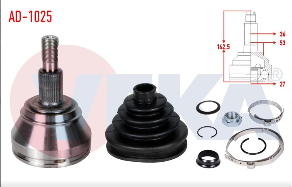 AKS KAFASI SOL-SAG ON DIS AUDI A3 I (8L1) 1.8 T 36X27X53 UZUNLUK 142,5 mm 1996-2003