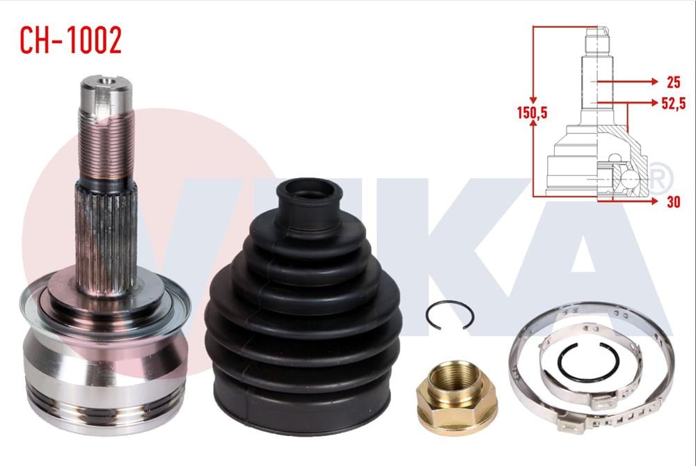 AKS KAFASI SOL-SAG ON DIS CHEVROLET AVEO (T300) 1.3 D (8 MISKET) 25X30X52.50 UZUNLUK 150.50mm 2011-2014	