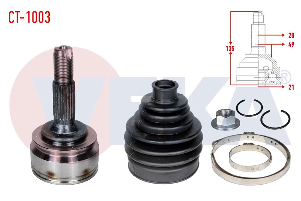 AKS KAFASI SOL-SAG ON DIS CITROEN C3 II 1.4 HDI 21X28X49 UZUNLUK 135mm 2009-2016	