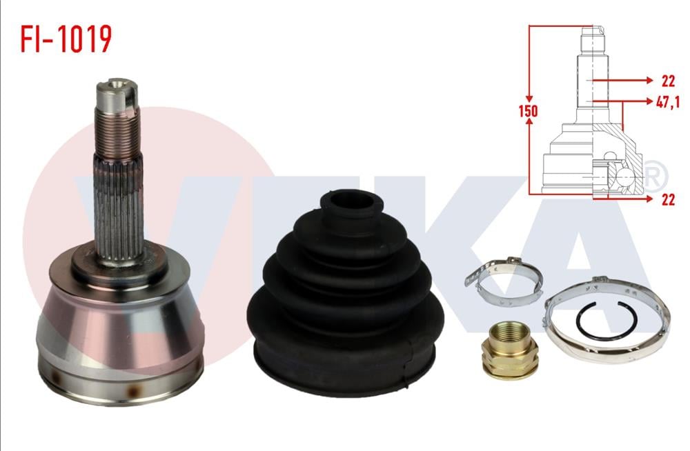 AKS KAFASI SOL-SAG ON DIS FIAT ALBEA 1.2i 16V 22X22X47 UZUNLUK 150 mm 2003-2007	