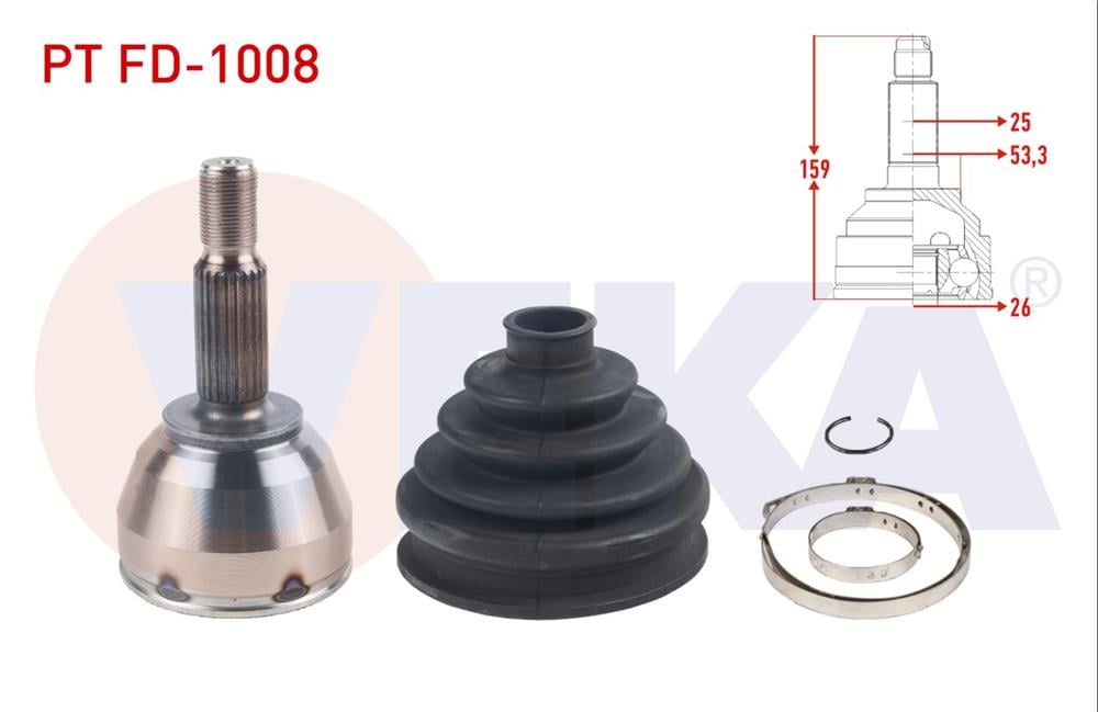 AKS KAFASI SOL-SAG ON DIS FORD TRANSIT CONNECT 1.8 TDCI 90 HP 25X26X53.3 UZUNLUK 158,8mm 2002-2013	