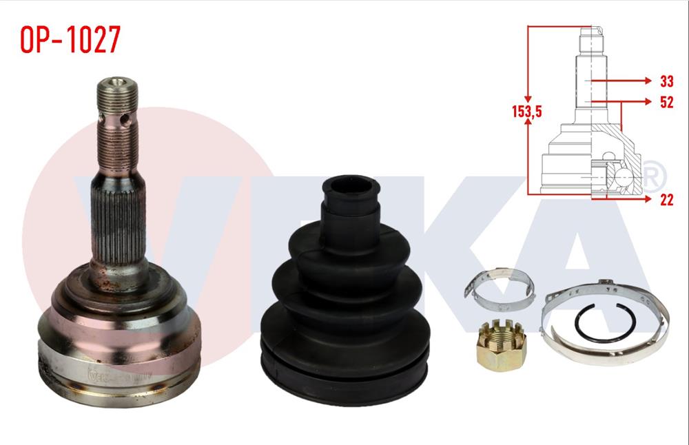 AKS KAFASI SOL-SAG ON DIS OPEL ASTRA G (F69) 1.6 16v 33X22X52 UZUNLUK 153,5 mm 1998-2005	