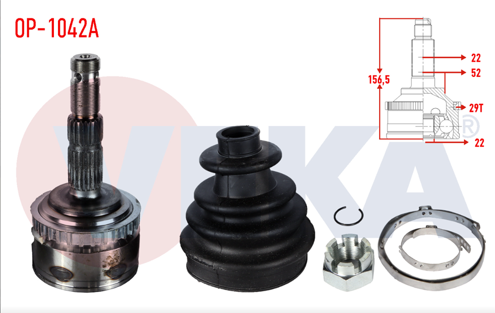 AKS KAFASI SOL-SAG ON DIS OPEL MERIVA A 1.6 ABSLI 29 DIS 22X23X52 UZUNLUK 156,7 mm 2003-2010 