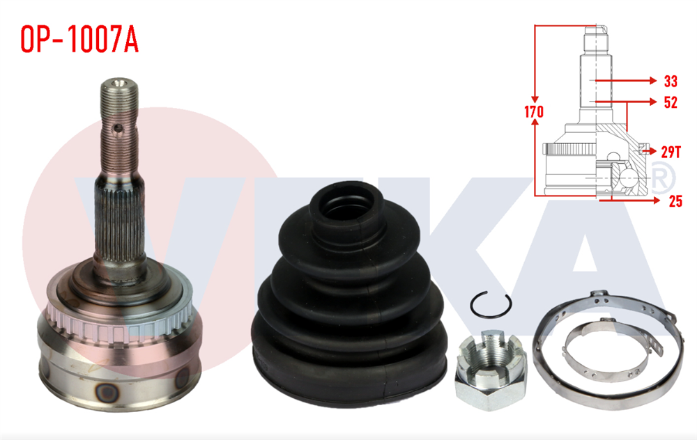 AKS KAFASI SOL-SAG ON DIS OPEL VECTRA B 2.0i ABSLI 29 DIS 33X25X52 UZUNLUK 170,8 mm 1995-2003 
