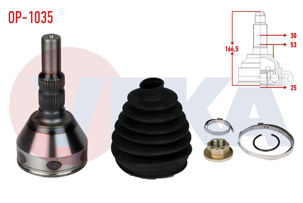 AKS KAFASI SOL-SAG ON DIS OPEL VECTRA C 1.6 16v 30X25X53 UZUNLUK mm 166 2002-2008	