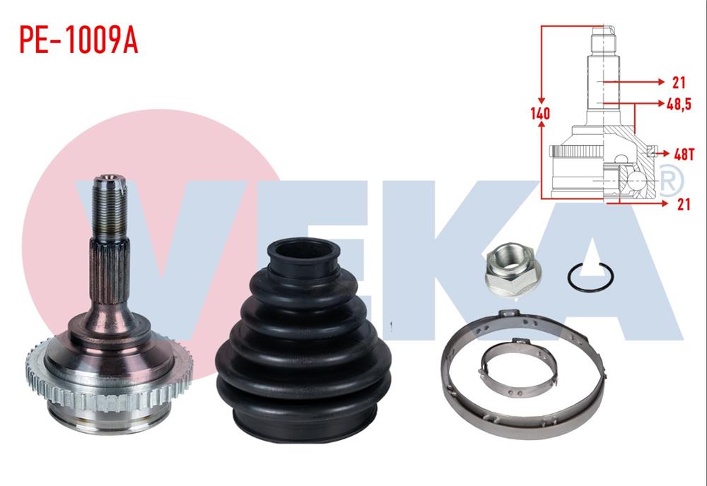 AKS KAFASI SOL-SAG ON DIS PEUGEOT 206 (2A/C) 1.4i ABSLI 48 DIS 21X21X48,5 UZUNLUK 140mm 1998-2006	