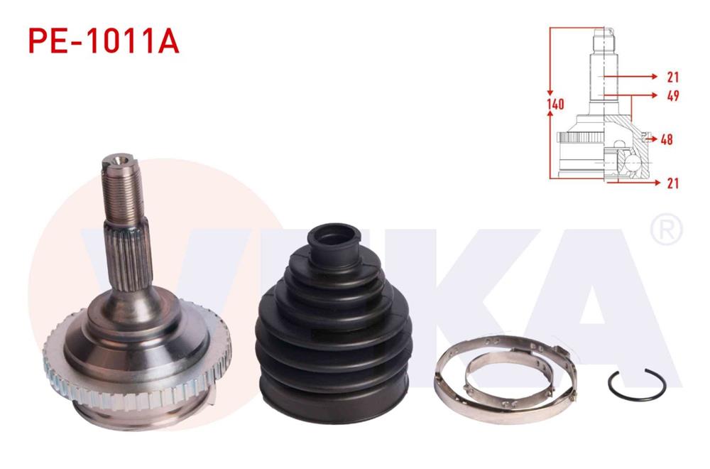 AKS KAFASI SOL-SAG ON DIS PEUGEOT 206+ 1.4 HDI ABSLI 48 DIS 21X21X49 UZUNLUK 140 mm 2009-	