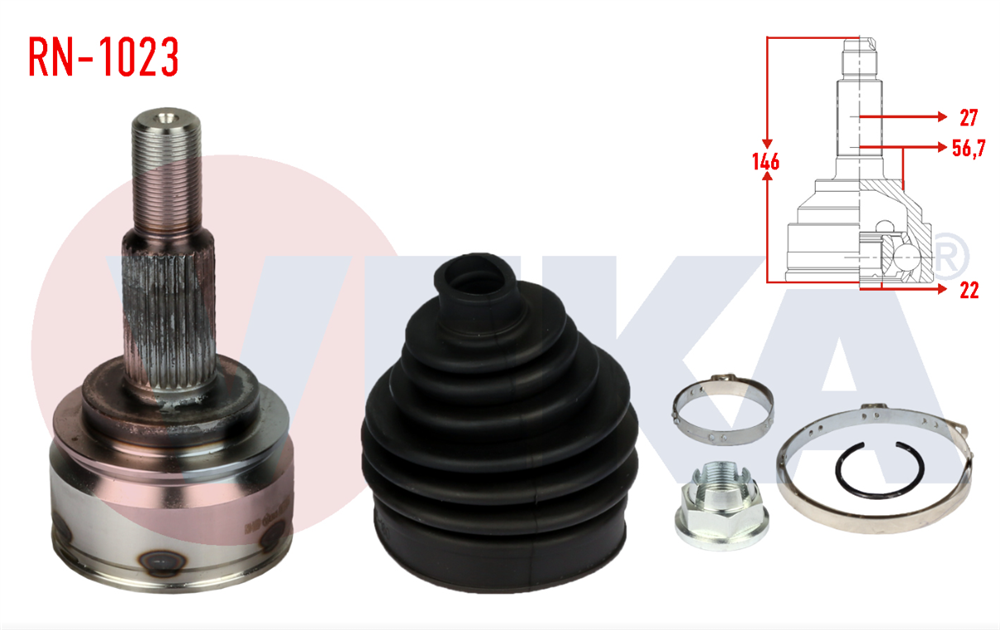 AKS KAFASI SOL-SAG ON DIS RENAULT KANGOO (KW0/1) 1.5 DCI 5 VITES 27X22X56,7 UZUNLUK 146 mm 2008- 